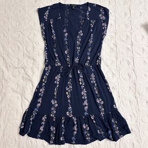 Lucky Brand blue dress floral print, sleeveless, size S